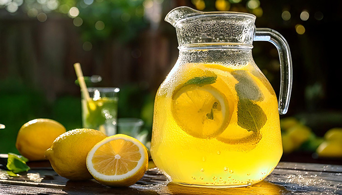 pitcher of cold lemonade